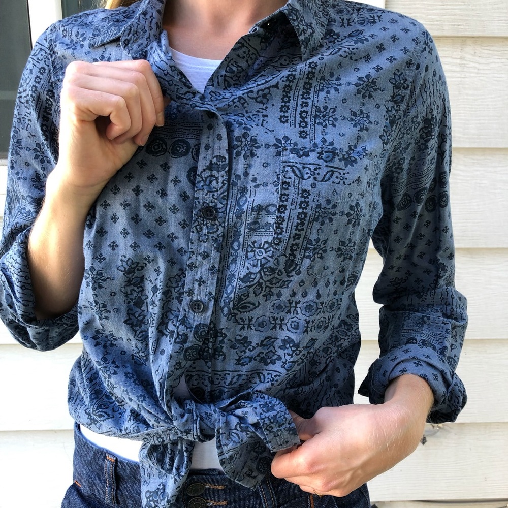 Blue button down blouse - Picture 2 of 5